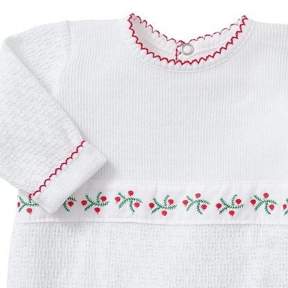 PatyKnit™ Romper with Swiss Pine Embroidery