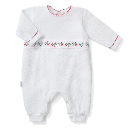 PatyKnit™ Romper with Swiss Pine Embroidery
