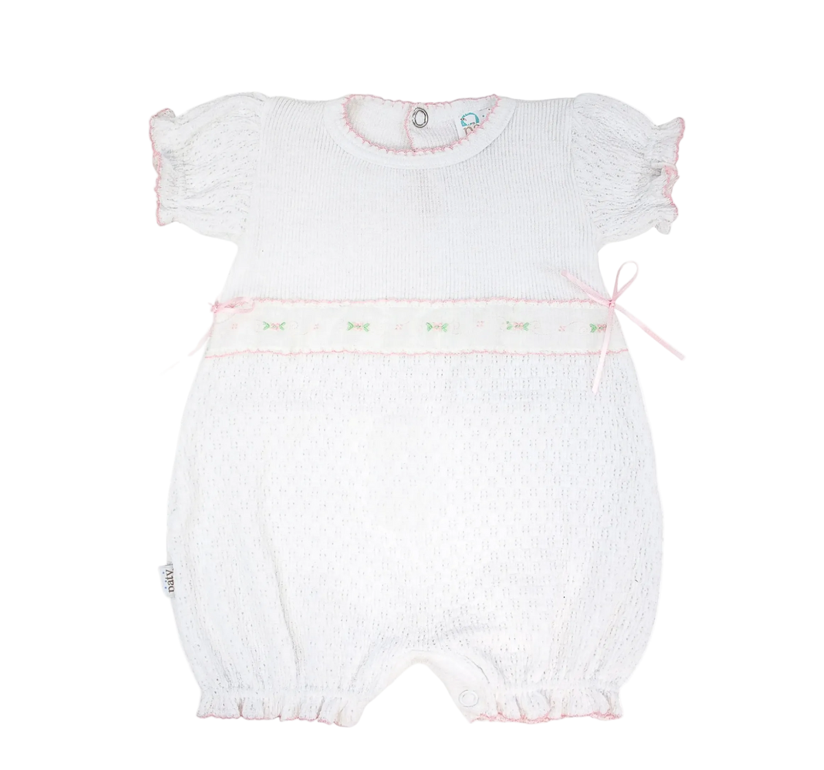 PatyKnit™ Ruffle Hem Bubble with Swiss Embroidered Trim
