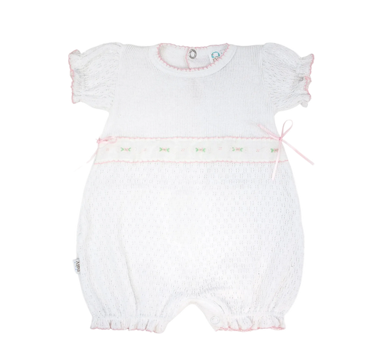 PatyKnit™ Ruffle Hem Bubble with Swiss Embroidered Trim