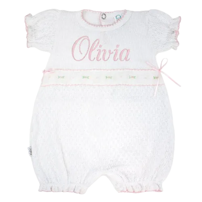 PatyKnit™ Ruffle Hem Bubble with Swiss Embroidered Trim