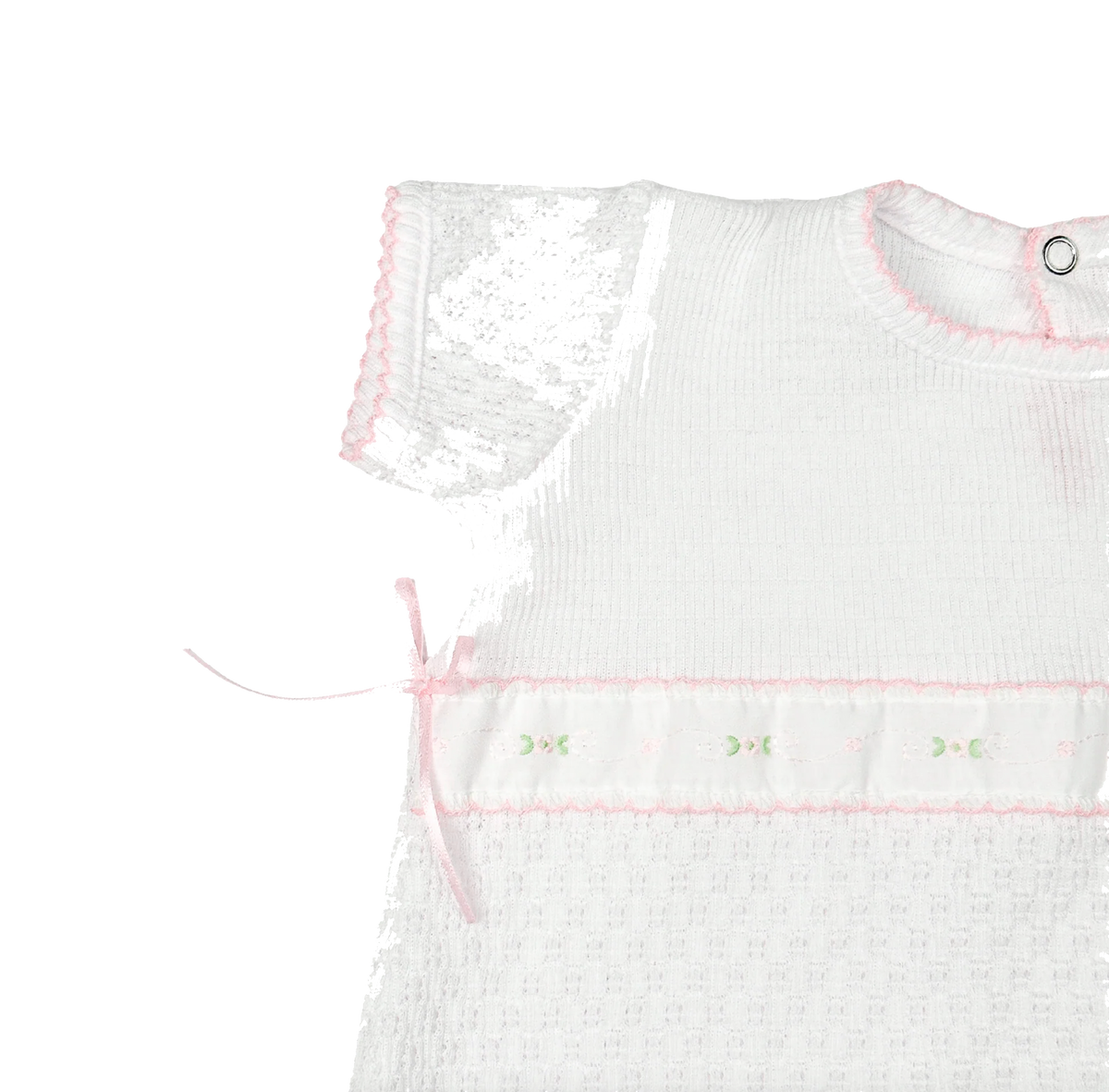 PatyKnit™ Ruffle Hem Bubble with Swiss Embroidered Trim