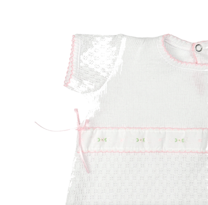 PatyKnit™ Ruffle Hem Bubble with Swiss Embroidered Trim