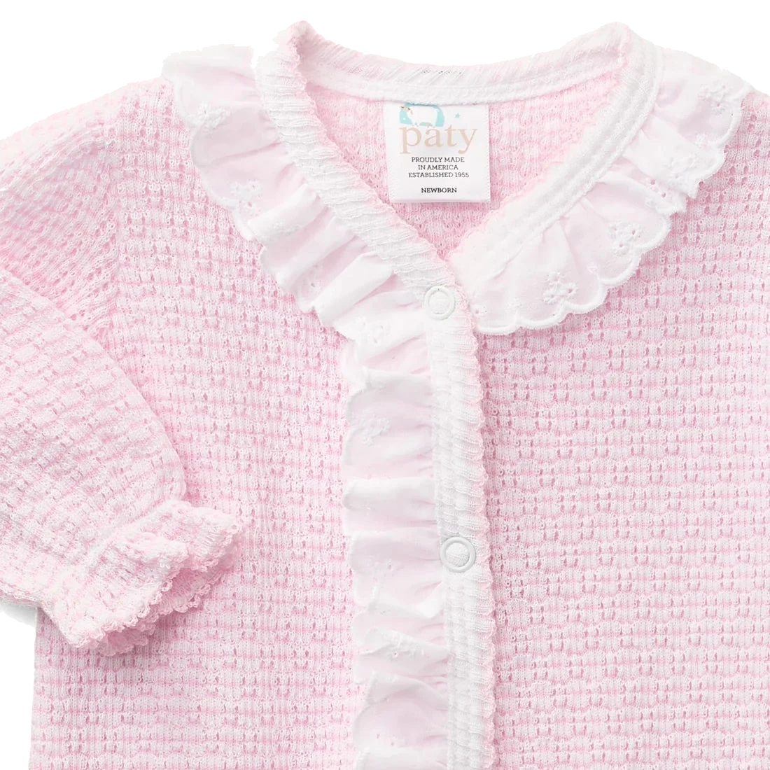 PatyKnit™ Solid Color Footie with Eyelet Trim