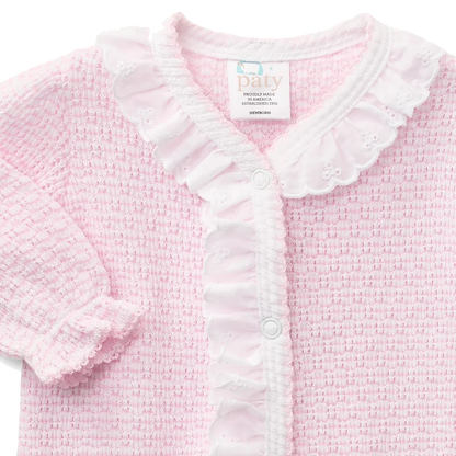 PatyKnit™ Solid Color Footie with Eyelet Trim