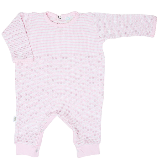 PatyKnit™ Solid Color Romper with Pima Trim
