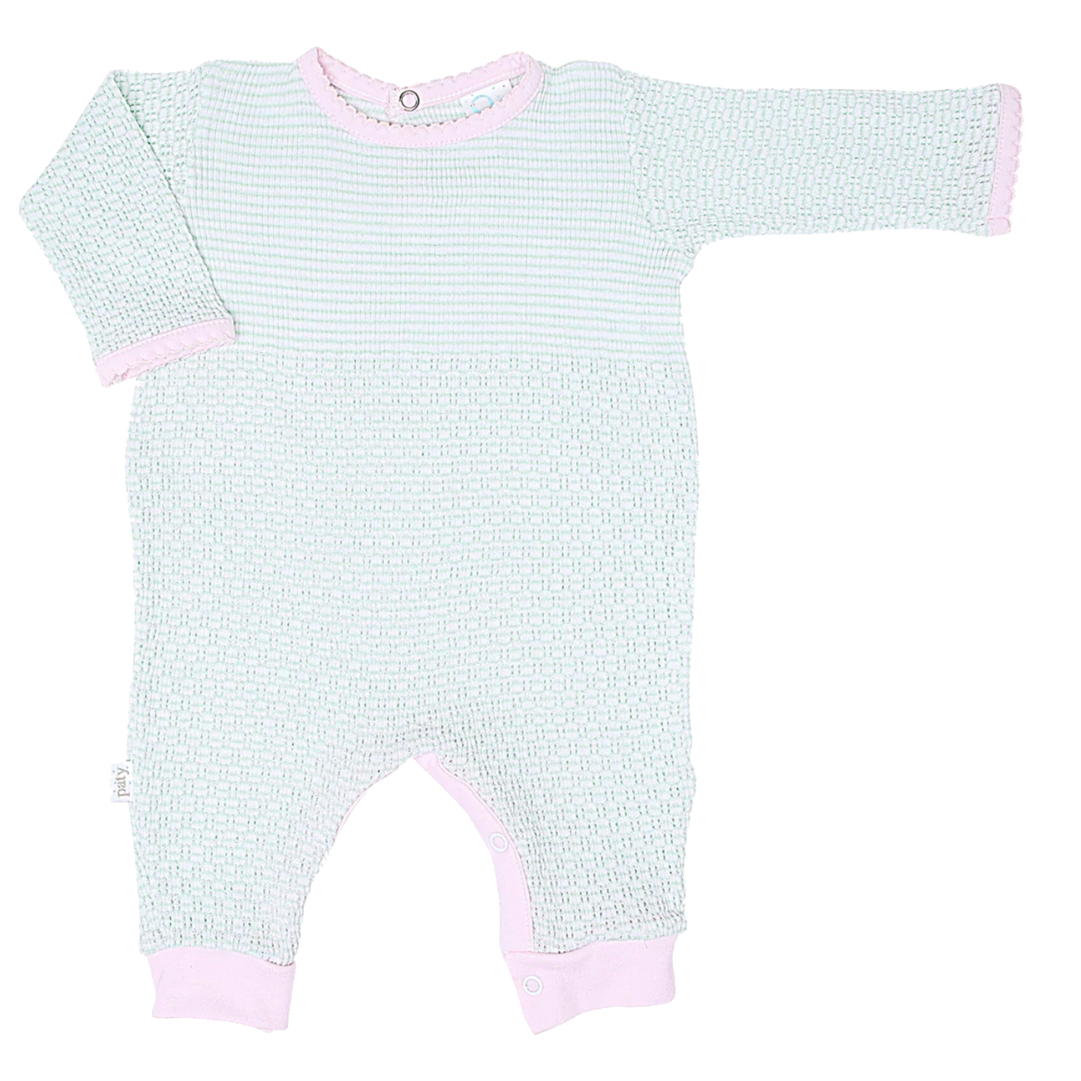 PatyKnit™ Solid Color Romper with Pima Trim