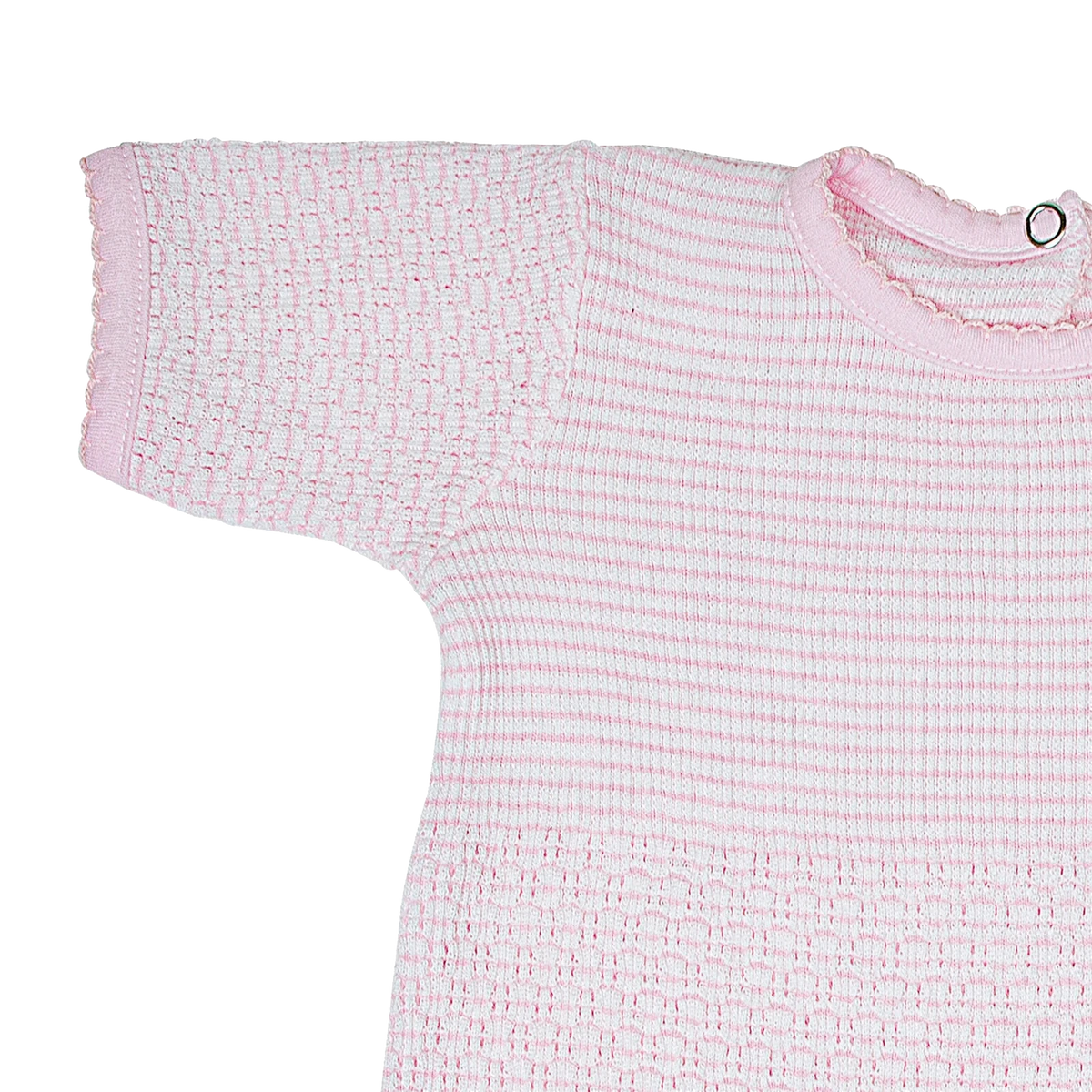 PatyKnit™ Solid Color Short Sleeve Romper with Pima Trim