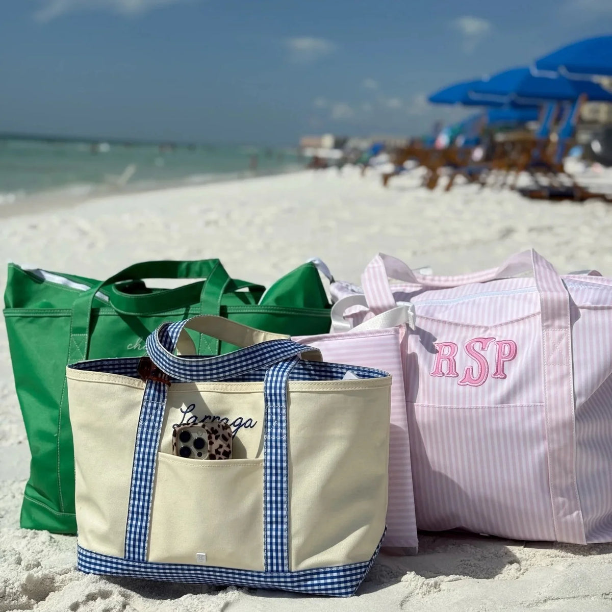 Gingham Royal, Pimlico Stripe Pink and Kelly Green